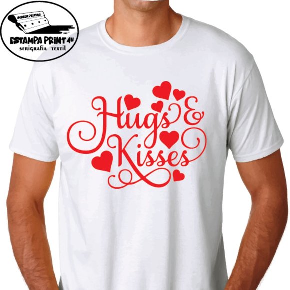 HUGS & KISSES T-SHIRT UNISEX VALENTINE'S DAY - Picture 1 of 1
